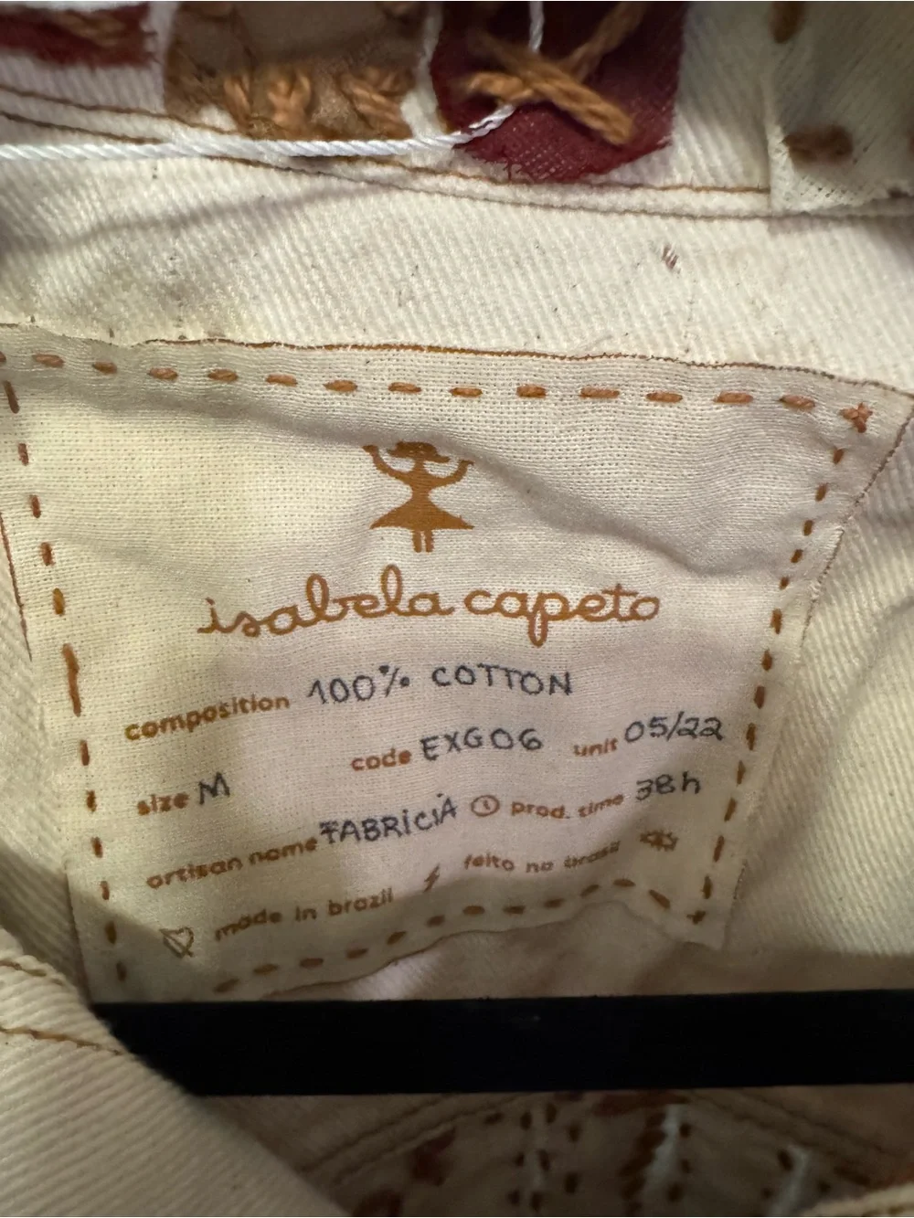NWT Free People Isabela Capeto Divertisa Jacket - off white brown red - Medium - Picture 7 of 8